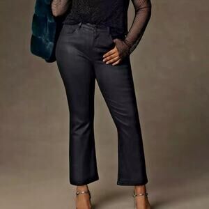ANTHROPOLOGIE Pilcro The Yaya Coated Crop Flare Jeans Black 31 OB1792675